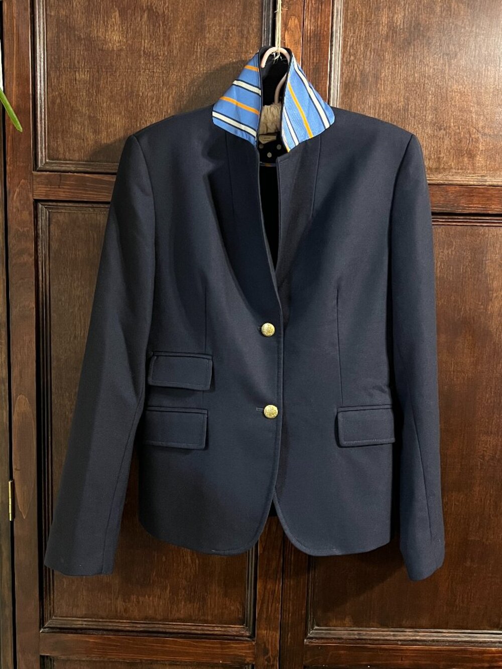 J CREW SCHOOLBOY BLAZER NAVY WOOL SILK TIE ACCENTS
